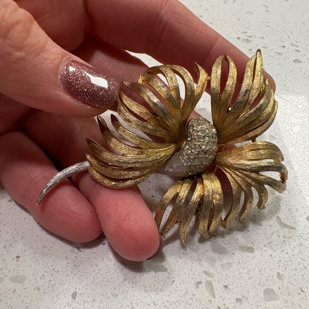 Gorgeous Gold and Silver Floral Brooch